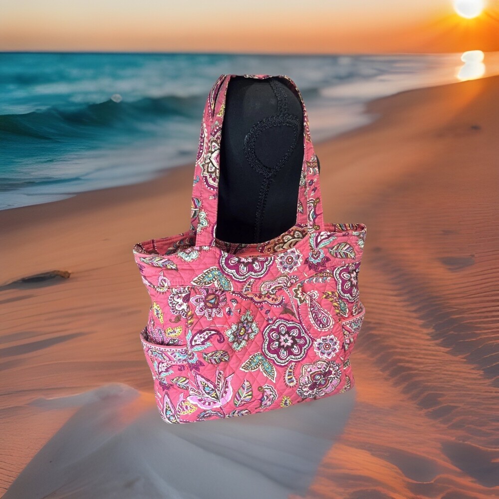 Vera Bradley (2011) Retired Call Me Coral Paisley Print Shoulder Tote Boho Chic